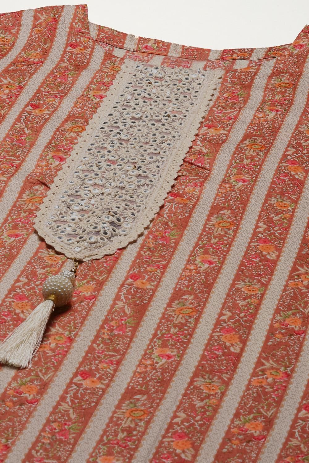 Multicolour Cotton Digital Print Unstitched Suit Set image number 2
