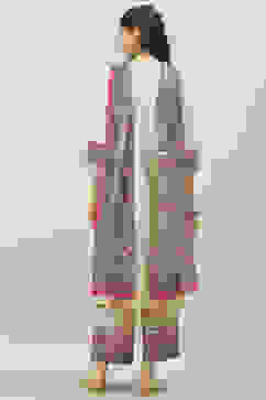 Cream Cotton Straight Kurta Palazzo Suit Set image number 4