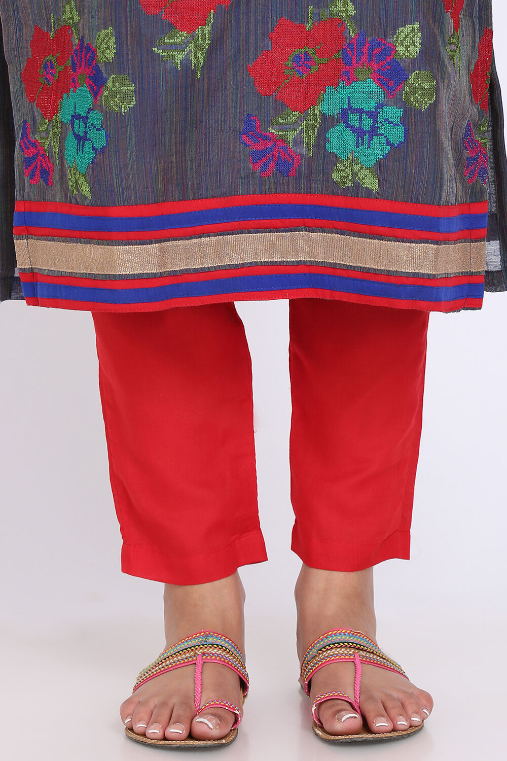 Yellow Chanderi Hand Embroidered Unstitched Suit Set image number 6