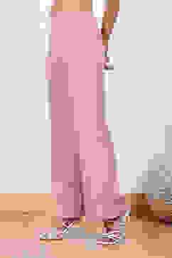 Blush Pink Solid Relaxed Fit Pants image number 2