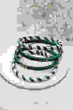 Green & White Plastic-Thread Bangles image number 0