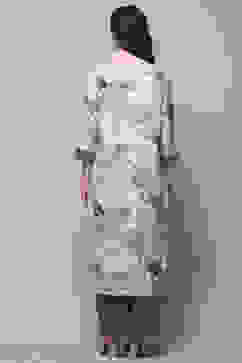 White Grey Rayon Straight Kurta Set image number 4