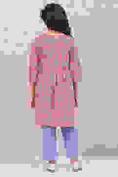 Blue Cotton Straight Printed Kurta Set image number 4