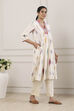 Off White Cotton Geometric Printed A-Line Kurta image number 4