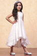 White Organza Embellished Asymmetric Flared Dress image number 4