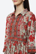 Green Cotton Flared Printed Dress image number 1