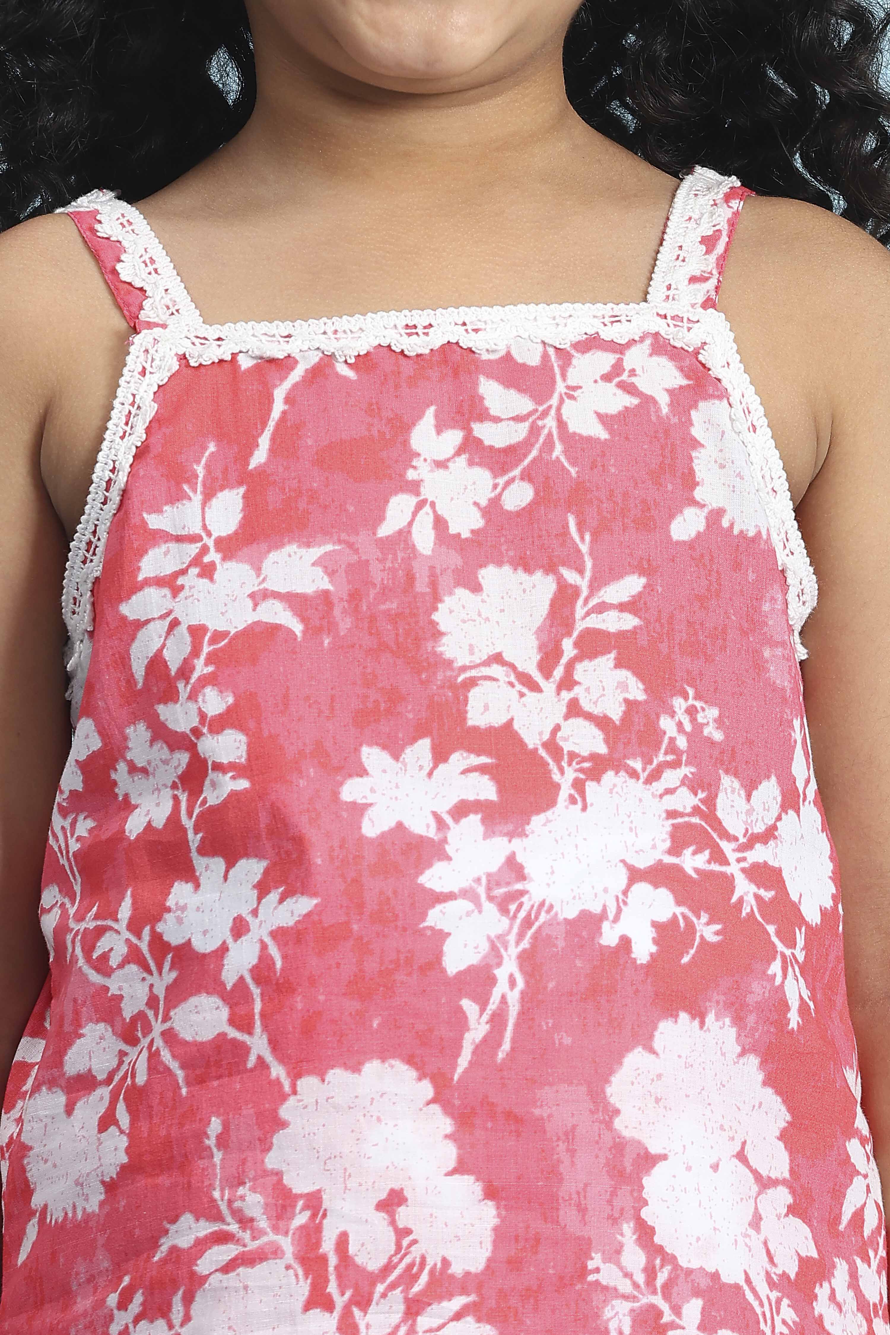 Coral Cotton Printed Straight Garara Suit Set image number 1