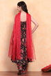 Black Floral Printed Kalidar Suit Set image number 5