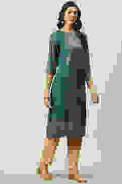 Teal Rayon Straight Printed Kurta image number 0