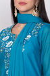 Blue Poly Cotton Straight Kurta Palazzo Suit Set image number 1
