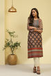 Brown Ethnic Motifs Printed Straight Kurta image number 5