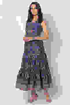 Indigo Flared Cotton Dress image number 2