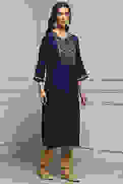 Purple Viscose Blend Straight Kurta image number 4