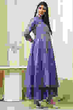 Lavender Cotton Layered Anarkali Dress image number 2