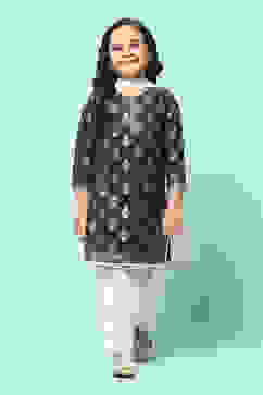 Black Cotton Straight Printed Kurta Patiala Salwar Suit Set image number 7