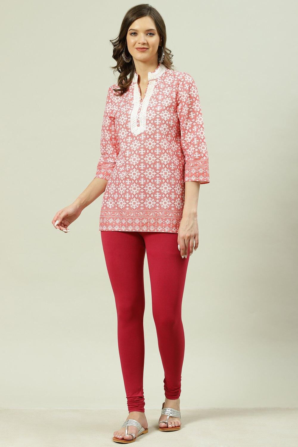 Camel Cotton Blend Solid Churidar image number 5