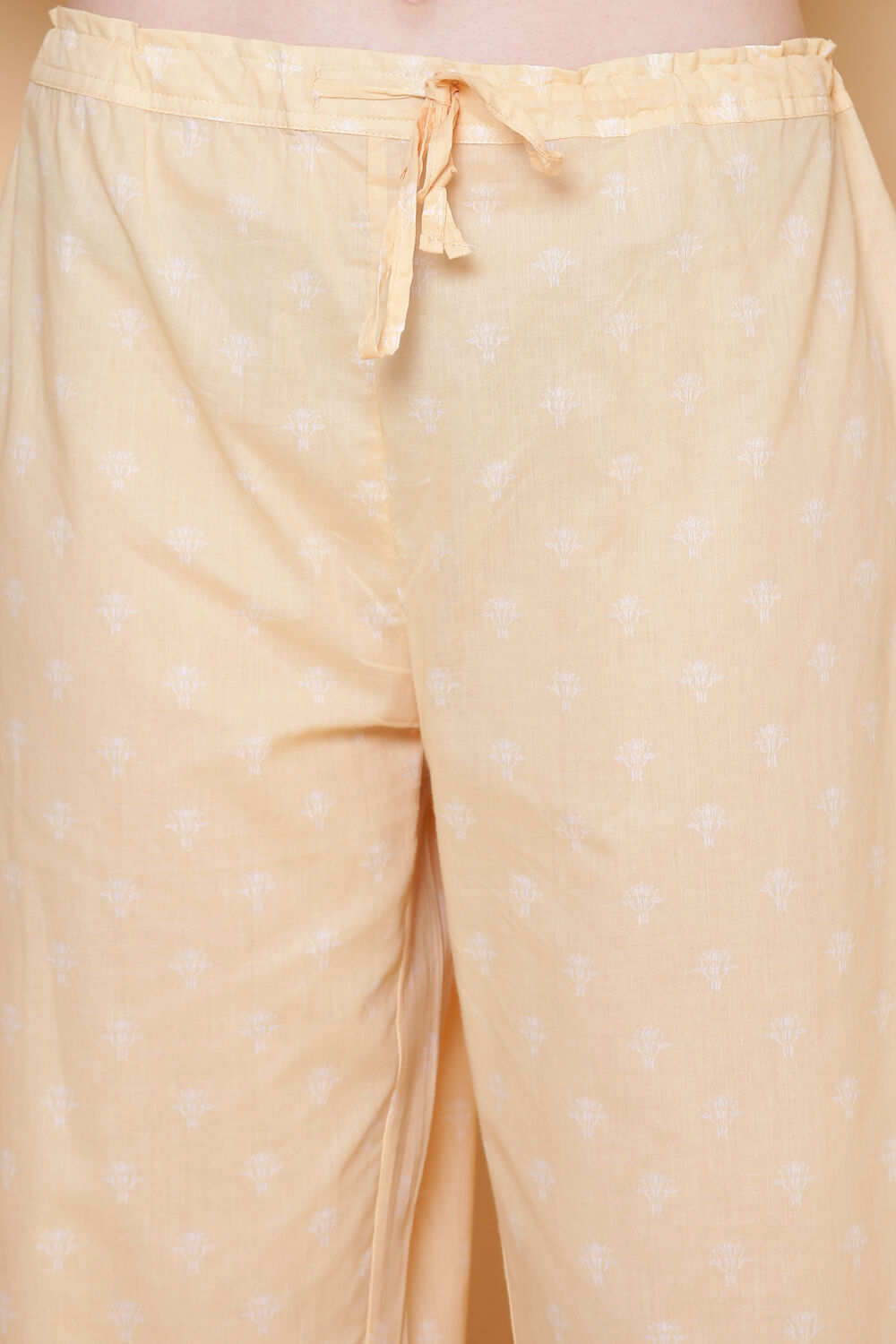 Beige Cotton Straight Kurta Palazzo Suit Set image number 2