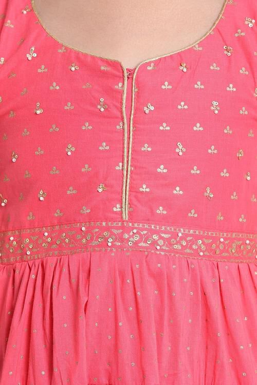 Coral Cotton Anarkali Suit image number 1