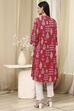 Black Cotton Printed A-Line Kurta image number 3