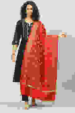 Red Art Silk Yarndyed Dupatta image number 0