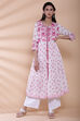White And Pink Cotton Double Layered Kurta
