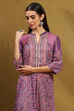 Purple Cotton Printed A-Line Suit Set image number 5