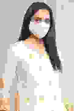 White-Yellow Cotton A-Line Kurta Pants Set image number 7