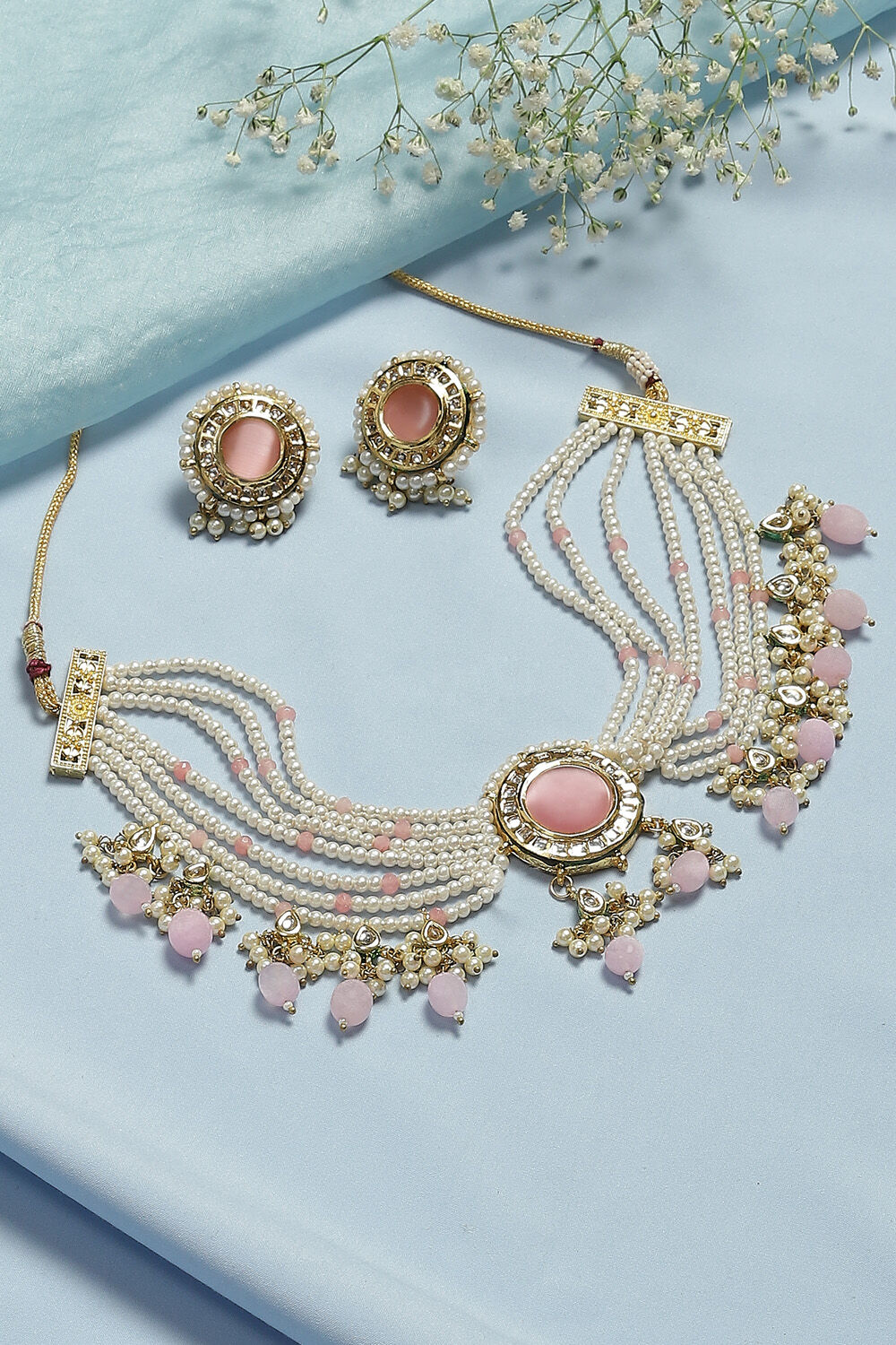 Light Pink Alloy Necklace Set image number 0