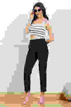 Black Cotton Blend Pants image number 0