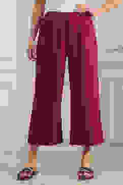 Pink Cotton Straight Palazzos image number 4