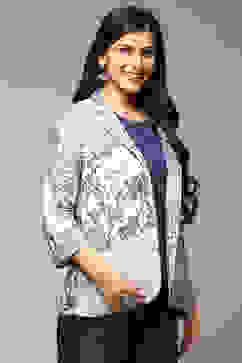 Marble White Rayon Printed Jacket image number 5