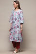 Yellow Cotton Floral Printed Straight Kurta image number 2