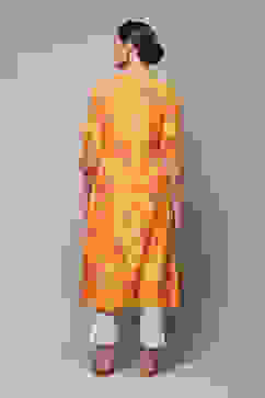 Orange Printed Straight Kurta image number 4