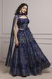 Blue Fitted Printed Lightweight Lehenga Set image number 5