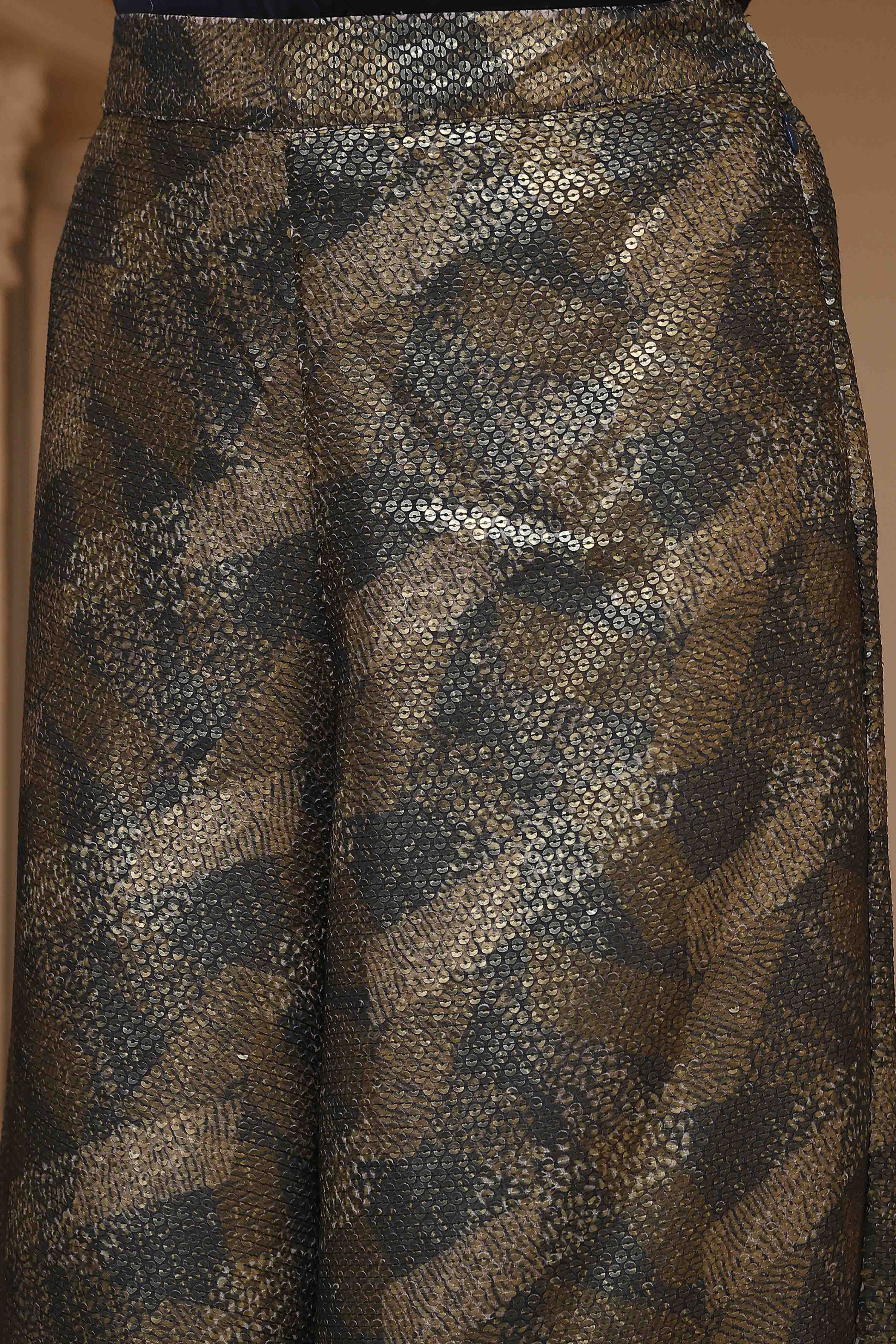 Navy Blue Art Silk Sequinned Co-ord Set image number 2