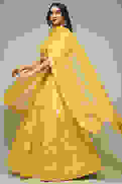 Yellow Viscose Embroidered Lehenga Set image number 7