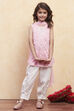 Pink and White Cotton Printed Straight Suit Set image number 6