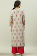 Ecru Rayon Straight Printed Kurta image number 4