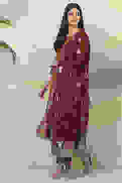 Choco Brown Cotton Straight Kurta Slim Pant Suit Set image number 4