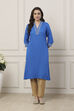 Blue Viscose Rayon Straight Kurta image number 5