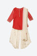 Red Art Silk Straight Kurta Dhoti Salwar Suit Set image number 0