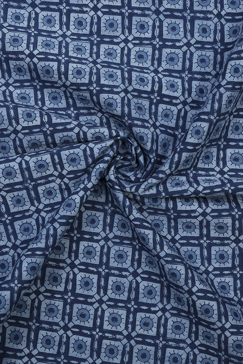 Indigo Cotton Printed Embroidered Unstitched Suit Set image number 2