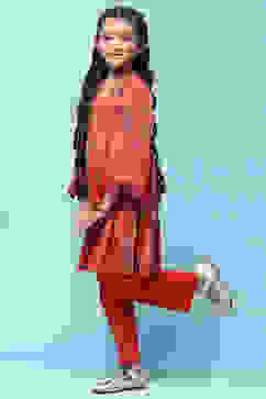 Red Polyester Flared Printed 2 Piece Set image number 7