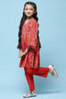 Red Polyester Flared Printed 2 Piece Set image number 7