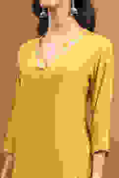 Mustard Yellow Solid Straight Kurta image number 1