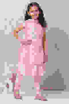 Pink Art Silk Straight Kurta Churidar Suit Set image number 2