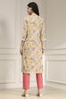 Yellow Cotton Blend Printed Straight Kurta image number 3