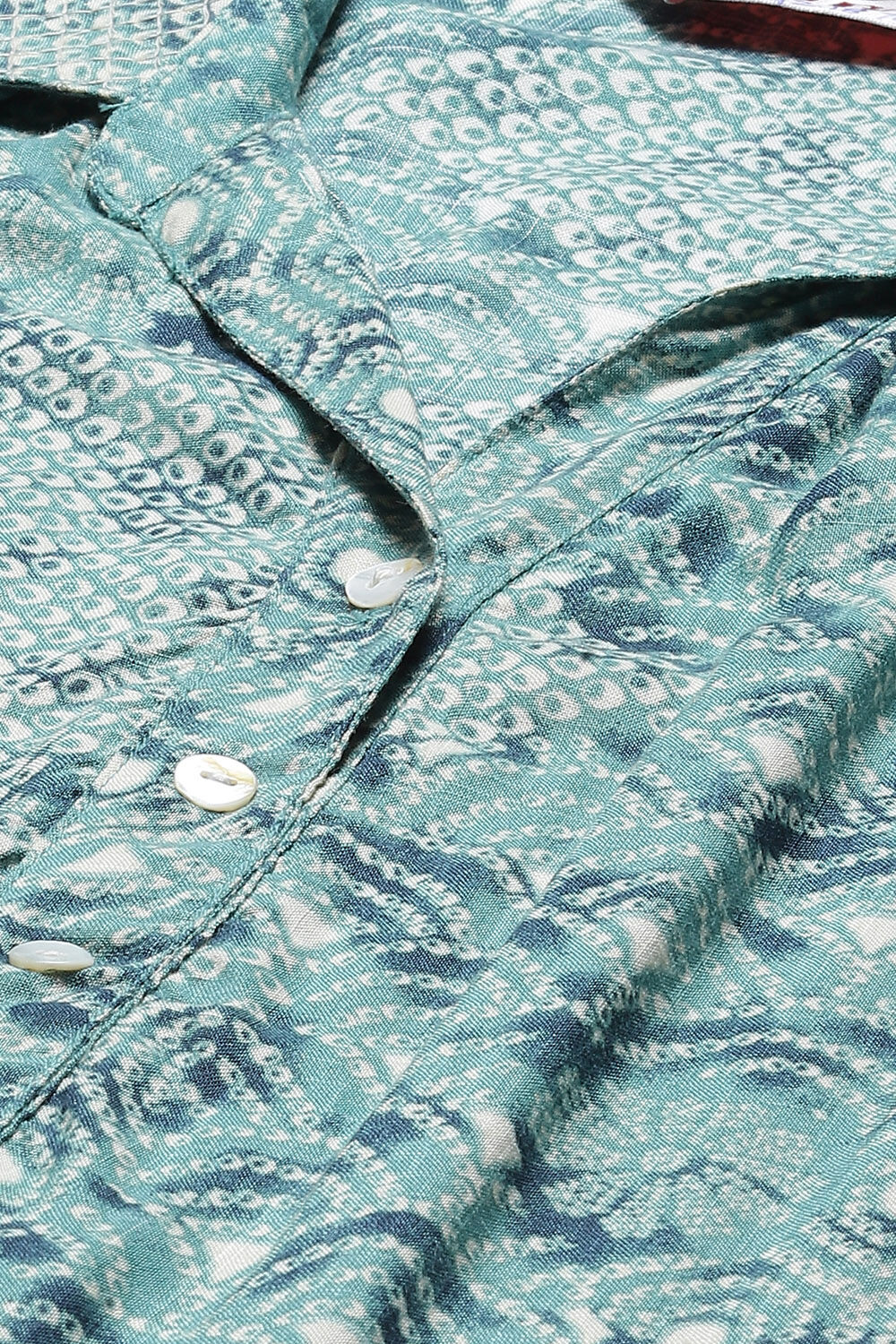 Teal LIVA Straight Kurta image number 1