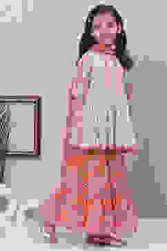 Aqua and Coral Cotton Sharara Set image number 0