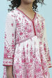 Off-White and Pink Cotton Peplum Suit Set image number 1